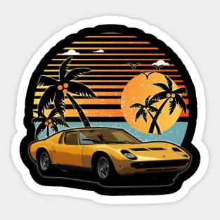 Lamborghini Miura 1966 car sunset Sticker